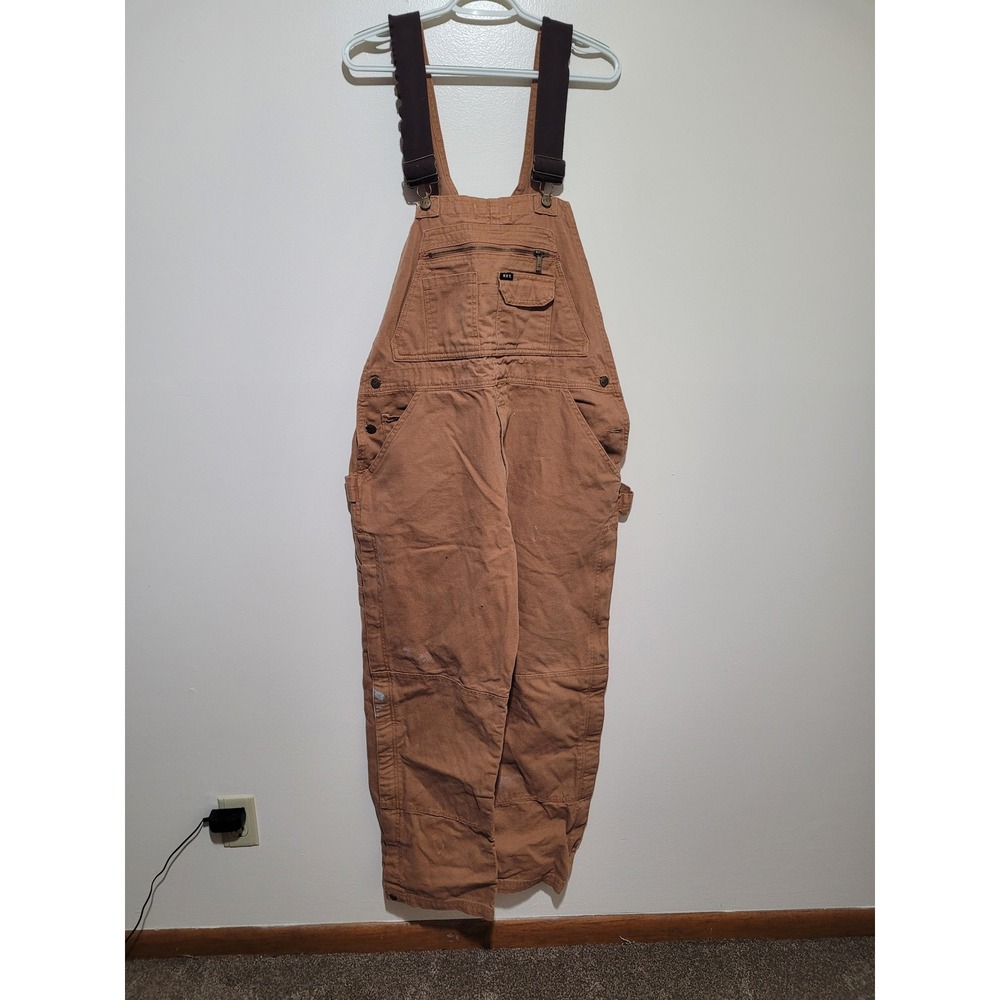 Key Apparel Mens Brown Cotton Duck Bib Overalls Double Knee‎ 40x30 Workwear - Picture 5 of 6